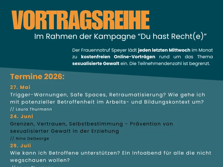 Plakat der Vortragsreihe mit den Titeln der Vorträge und Referentinnen. 